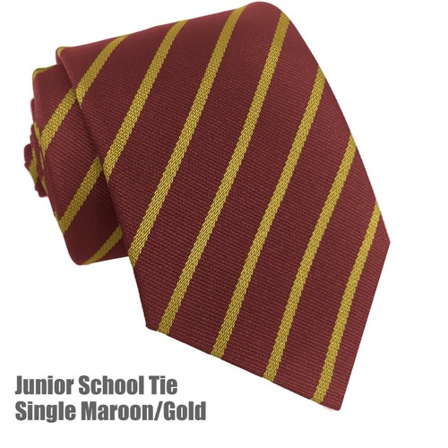 Maroon and Gold Single Stripe School Ties and Clip On Ties – All Ages - Picture 4 of 9