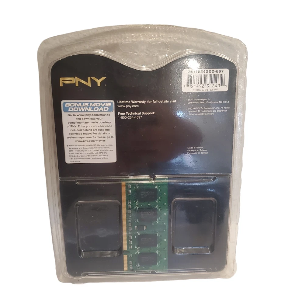 PNY Optima 1GB DDR2 667 MHz PC2-5300 Notebook SODIMM Memory (MN1024SD2-667) - Image 2 of 2