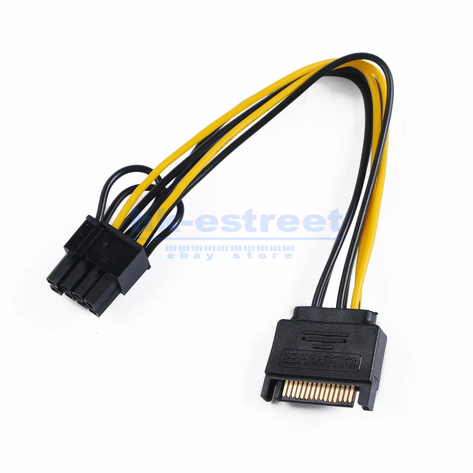15-pin SATA Male to 8-pin (6+2) GPU Graphic Card Power Adapter Cable PCI-E Lot - Image 3 of 4