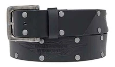 Harley-Davidson Men's Speed Bump Belt, Studded Black Leather Belt HDMBT11033-BLK