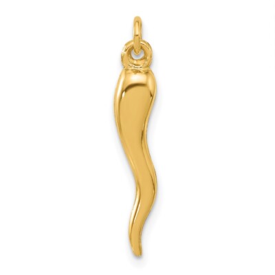 14K Gelbgold poliert hohler italienischer Horn Anhänger YC1580