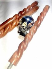 Victorian Solid Brass Skull Head Handle Vintage Wooden Cane Walking Stick New