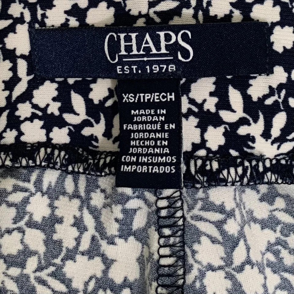 Pantalones Ralph Lauren Chaps Para Mujer XS Azul Marino Blanco Ditsy Floral Pull On Foto 4 de 4