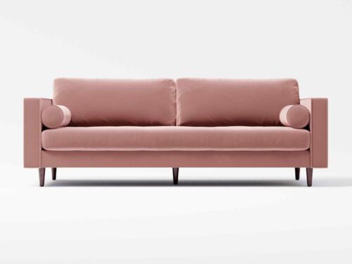 Jacob 3 Seater Sofa Blush Pink Velvet - Free UK Mainland Delivery