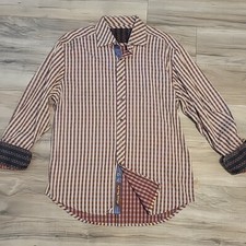 Robert Graham Shirt Mens XL Mulitcolor Check Flip Cuff Long Sleeve 100 Cotton