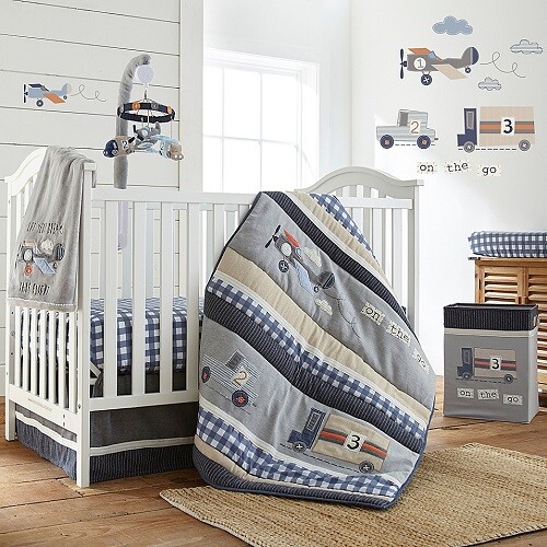 Levtex Baby On The Go 4-Pc Crib Bedding Set Includes Wall Decals *New*