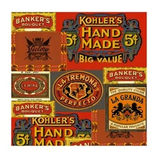 Gift Wrapping Paper, RARE vintage Cigar Wrapper Labels, 25 Sheet Pack, 12"x12"