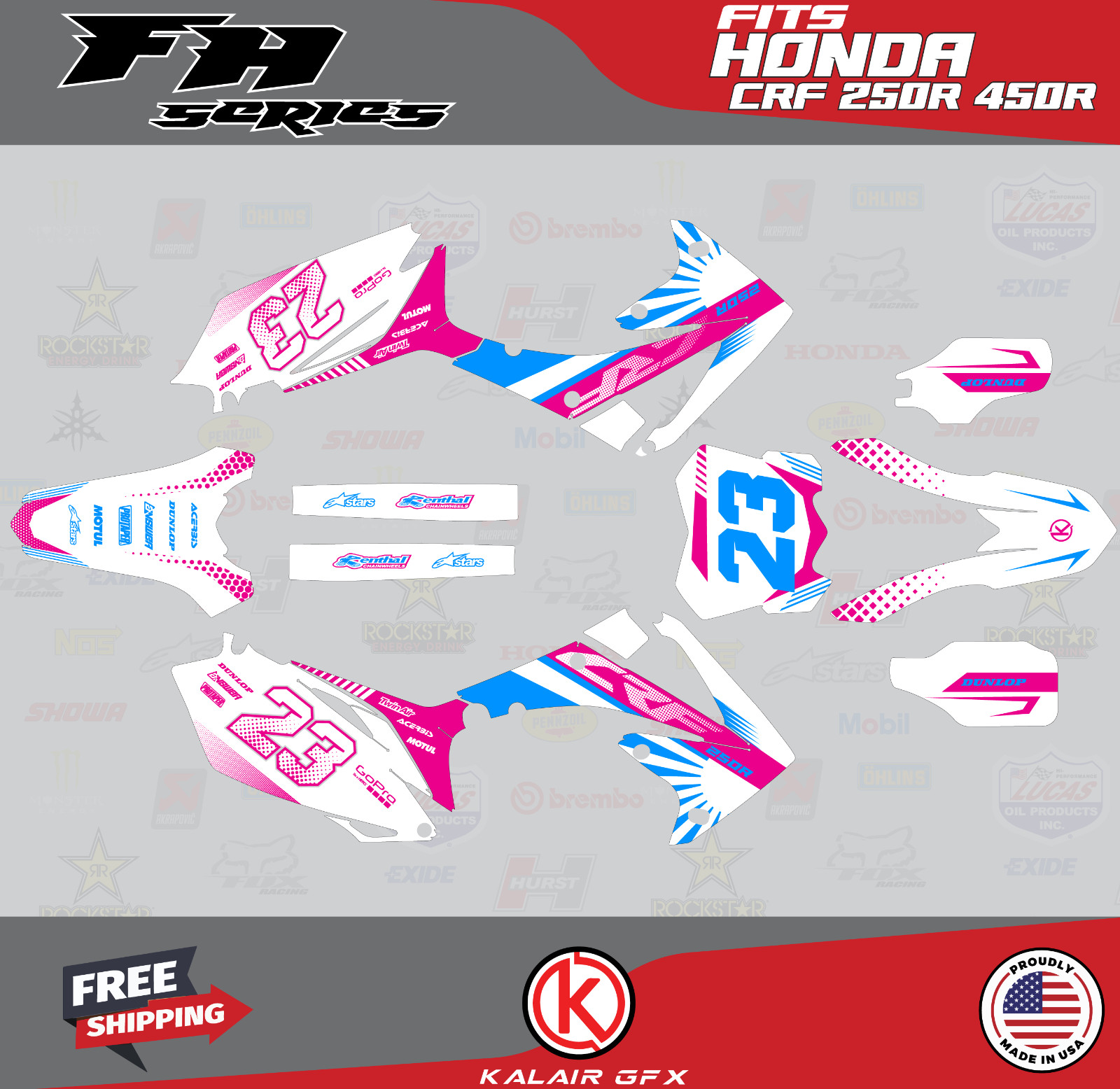Graphics Kit for Honda CRF250R (2010-2013) & CRF450R (2009-2012) FH - Pink