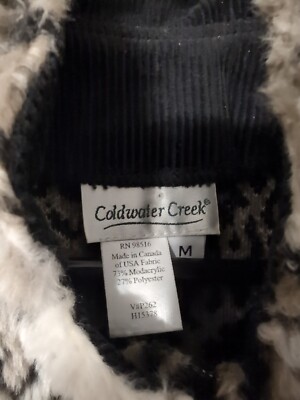 Coldwater Creek Snow Leopard Faux Fur Button Up Vest Women's Size
