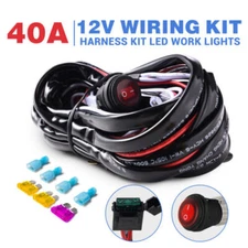 12V 40A LED Work Fog Light Bar Wiring Harness Kit ON/OFF Switch Relay Cable KIT