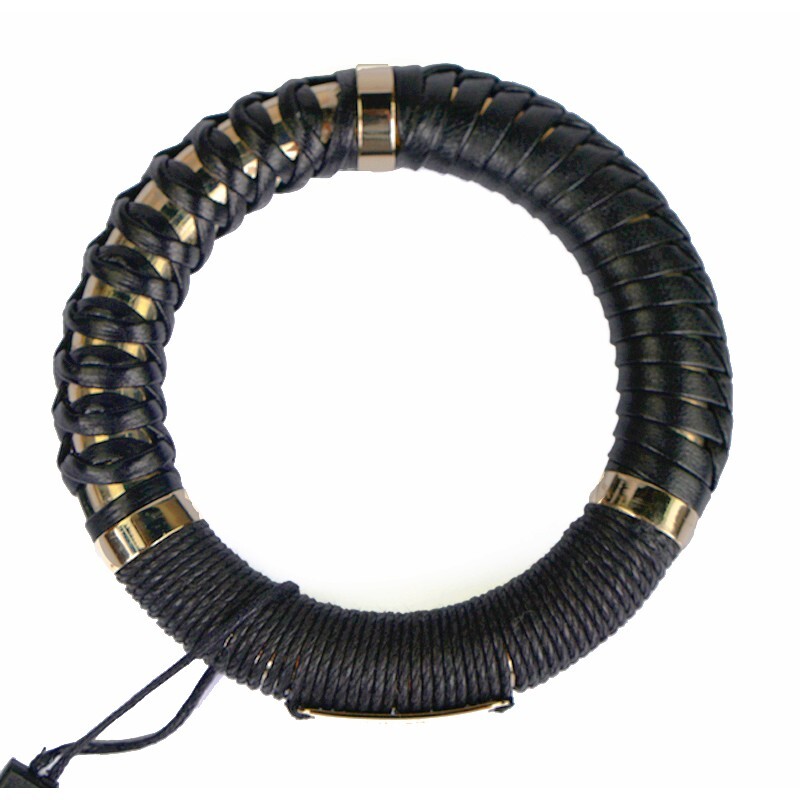NEW $425 BURBERRY PRORSUM Black LEATHER Twine Gold Tone Arthill