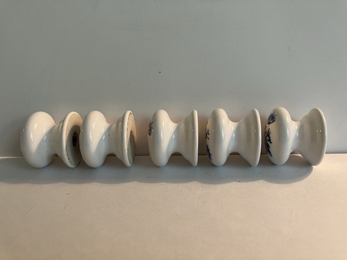 Lot 5 Porcelain White Blue Floral Saxony Design Drawer Ceramic Cabinet Knobs - Picture 8 of 10
