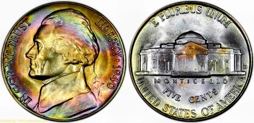 1940 D NGC MS67* Star 🌟 6FS - Superb PQ Rainbow 🌈 Toned Jefferson Nickel 