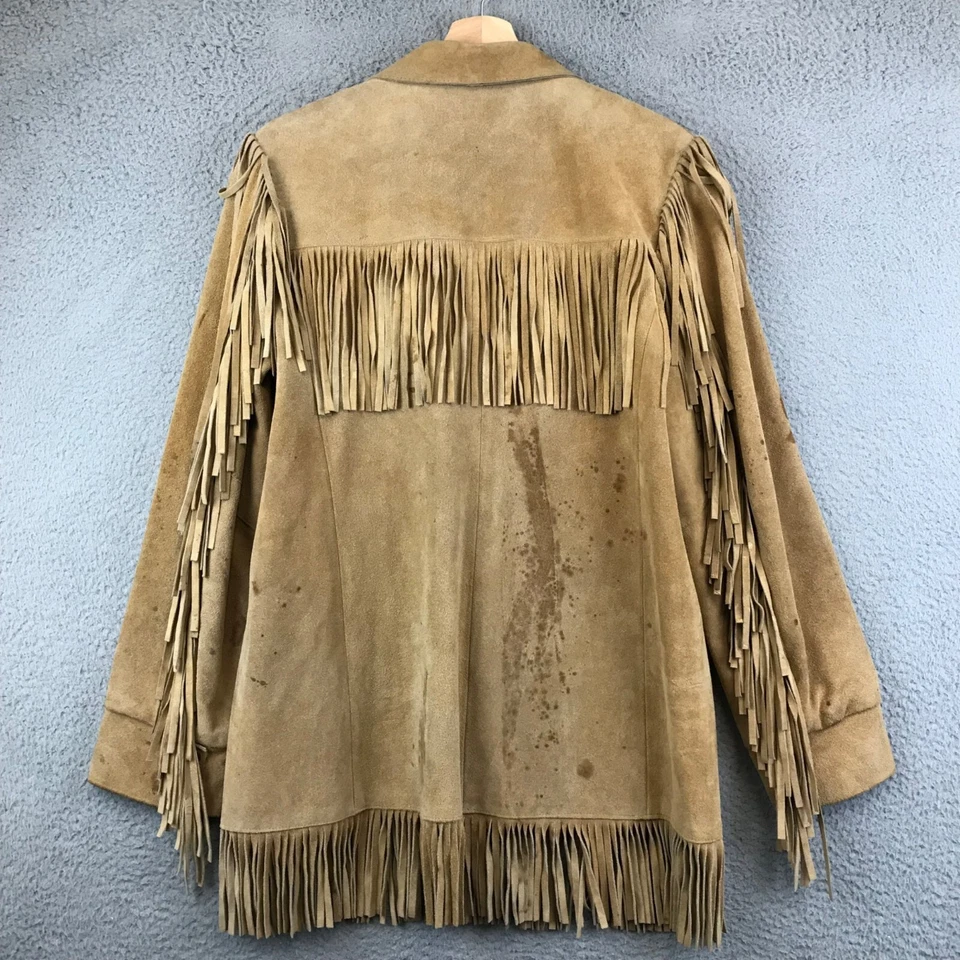 Vintage Dawn Fashions Suede Leather Fringe Jacket 60’s Hippy Size M - Image 2 of 4