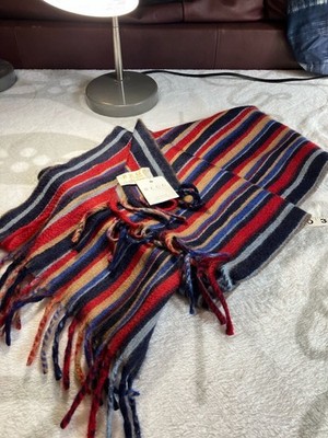 Begg & Co Scotland 100% Cashmere Multicolor Striped Fringed Scarf 12x59 Arran Ch