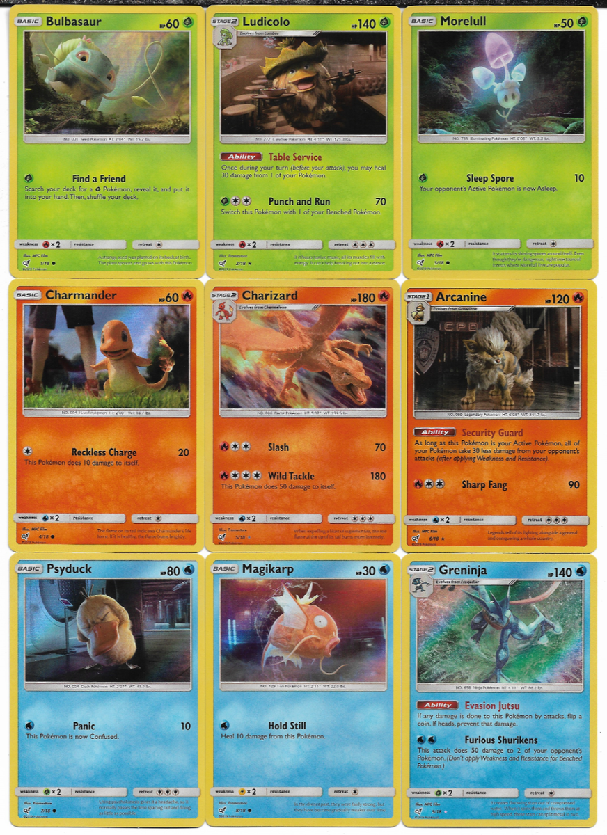 Pokemon Detective Pikachu 18 Card Complete Set Including Charizard