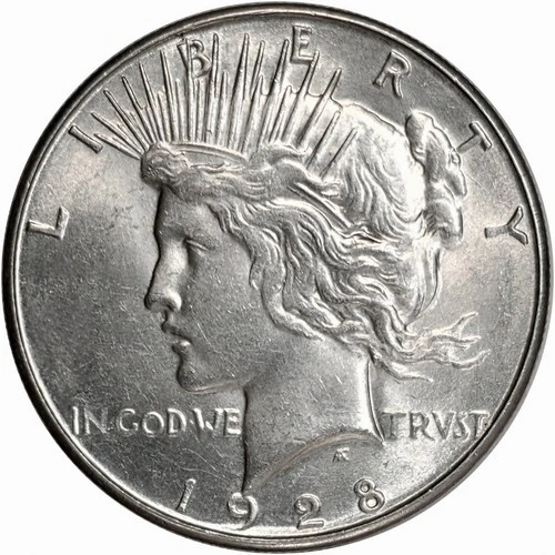 1928 S PEACE SILVER DOLLAR $1 US COIN SEMI KEY DATE LUSTER AU BU MS UNC FREE S&H