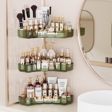 Asayuee 3-Tier Corner Bathroom Counter Organizer with Top Toothbrush Holders,...