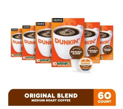 DUNKIN' DONUTS Dunkin' Original Blend Medium Roast Coffee, 60 Keurig K-Cup Pods - Free Shipping