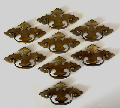 8 Chippendale Style Drawer Pulls Handles KBC 10960 Worn Finish  3in hole to hole