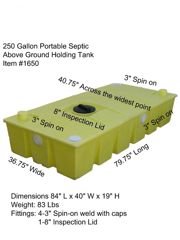 250 Gallon Portable Septic / Holding Tank with Bottom Fittings - Image 2 of 4