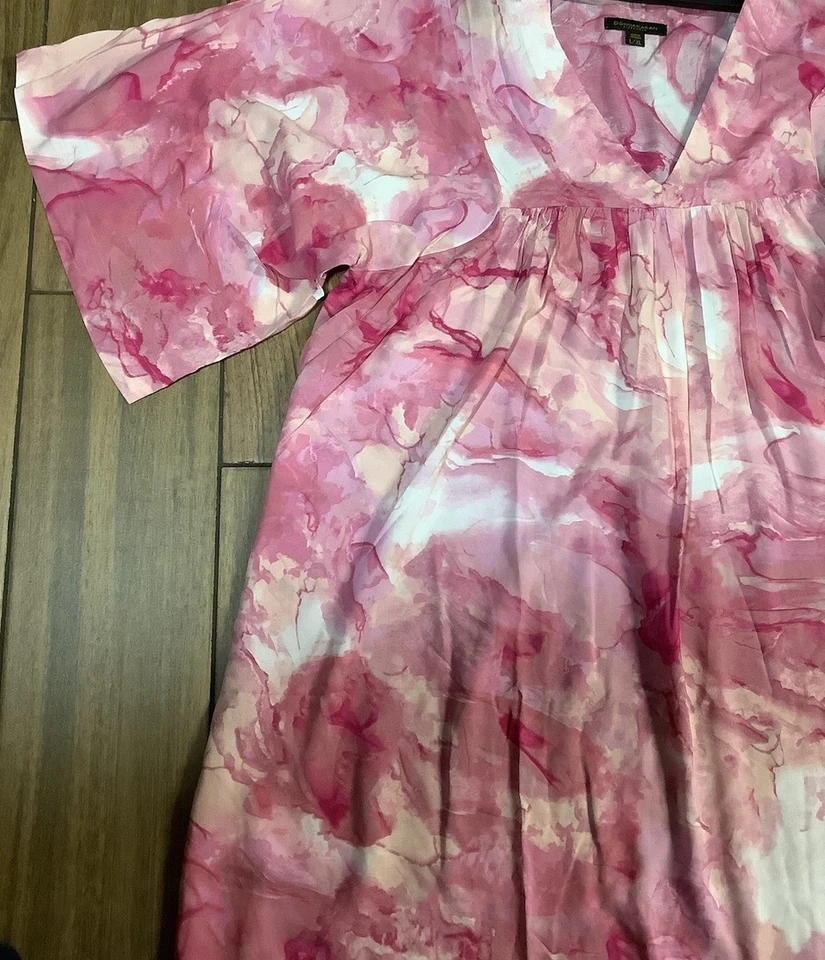 Donna Karan 睡衣礼服女式 S/M 码粘胶休闲水彩粉色 — 第 2/4 张图片