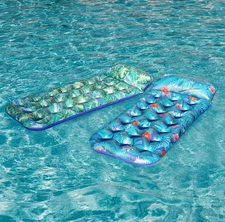 Inflatable Pool Floats Adult, 2 Pack Large Pool Float Raft with Headrest for Adu