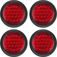 4pcs 4 Inch Round Led Trailer Tail Lights Red 24 Led Waterproof 4 Inch Round Le