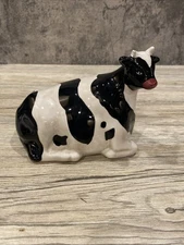 Vtg  Warren Kimble -Boston warehouse Ceramic country cow scrubby Holder