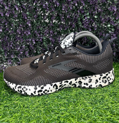 Brooks Revel 5 Womens Size 9.5B Brown White Leopard Print Running Shoes Sneakers