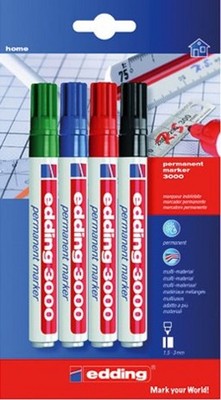 4x edding 3000 Permanentmarker verschiedene Farben wasserfest 1,5 - 3 mm NEU OVP