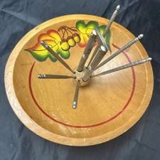 Wooden Footed Nut Walnut Bowl Nutcracker All 6 Picks Included Vintage