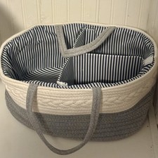 Diaper Caddy Striped Interior Gray and White