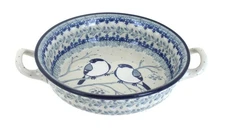 Blue Rose Polish Pottery Bluebird Mini Casserole with Handles