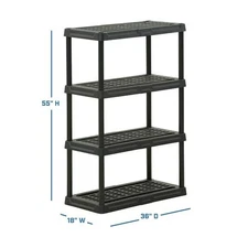 4 Tier Plastic Garage Shelving Unit Sturdy Adjustable Storage Shelf Rack Shelves