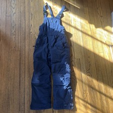 Lands End Kid  s Snow Pants Size 10 Unisex Navy Blue Bib Overall Ski Pants