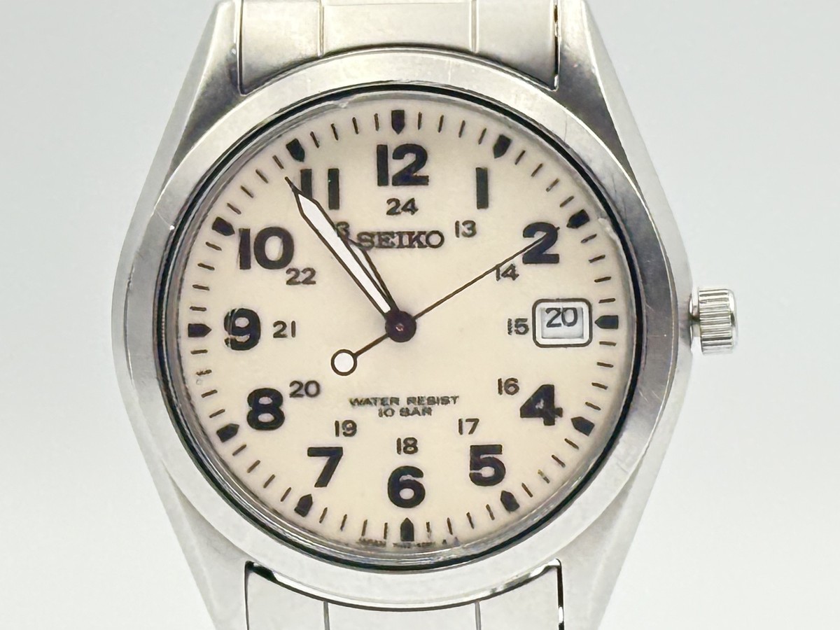 ✨SEIKO✨セイコー✨デイト✨7N42-8260✨クォーツ✨腕時計✨ SEIKO 7N42-8260 SBCA003 Quartz Field Watch Cream Dial Arabic Date