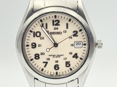 SEIKO 7N42-8260 SBCA003 Quartz Field Watch Cream Dial Arabic Date
