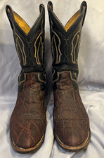 RARE Tony Lama Y2342 Vintage Cowboy Boots Brown/Black Exotic Leather Men’s 8 D