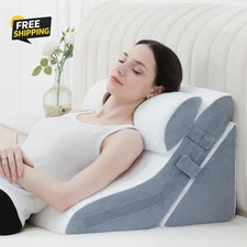 3PCS Bed Wedge Pillow for Sleeping, 20-In-1 Adjustable Memory Foam Wedge Pillow