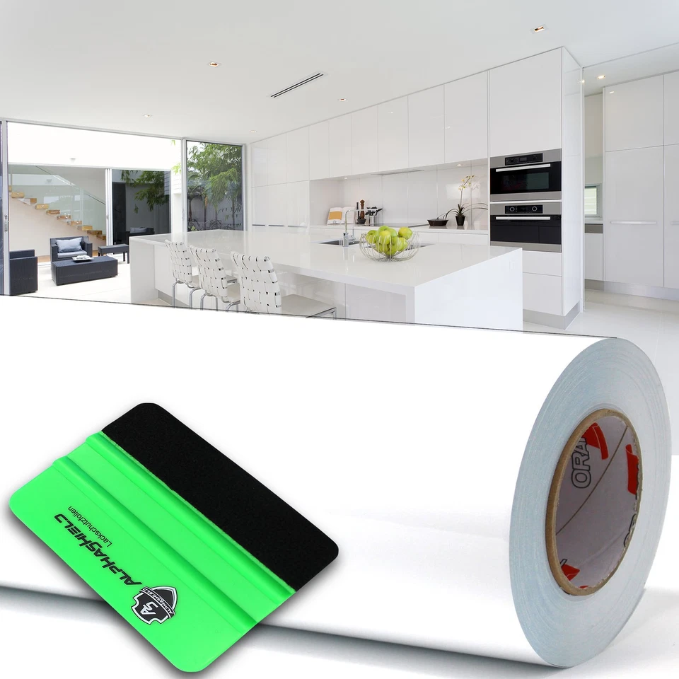 ORAFOL 10m Oracal 621 Glanz 010 Weiß Plotterfolie + Rakel Klebefolie Möbelfolie