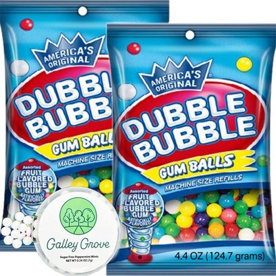 Dubble Bubble Mini Gumball Machine Refills 4.4 oz Bag (2-Pack), 1/2 inch... 