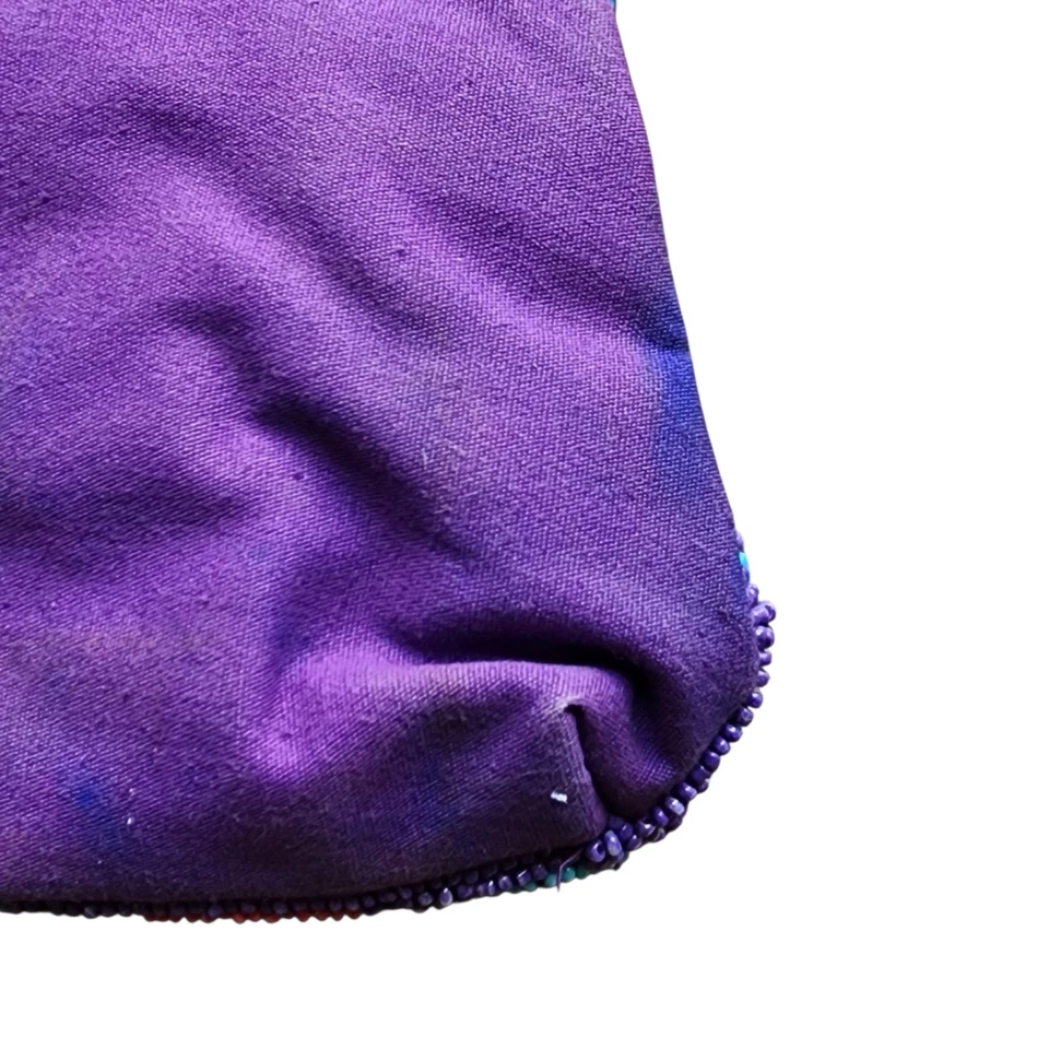 Bolso sin asas Express con cuentas púrpura azul rojo remolinos mango de madera boho chic Foto 3 de 4