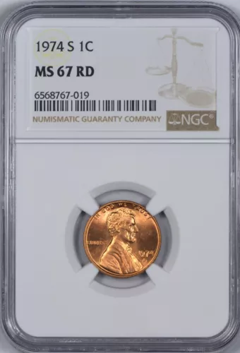 1974 S Lincoln Cent NGC MS67 Red - Condition Rarity - Pop 12 with 1 Finer at NGC