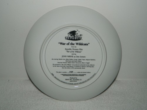 Republic Pictures Film War of The Wildcats John Wayne Collector Plate - Picture 2 of 2