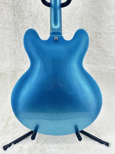 Guitarra Eléctrica Azul Alta Calidad DG-335 Wathet Cuerpo Hueco Hueso Tuerca Caoba - Imagen 10 de 12