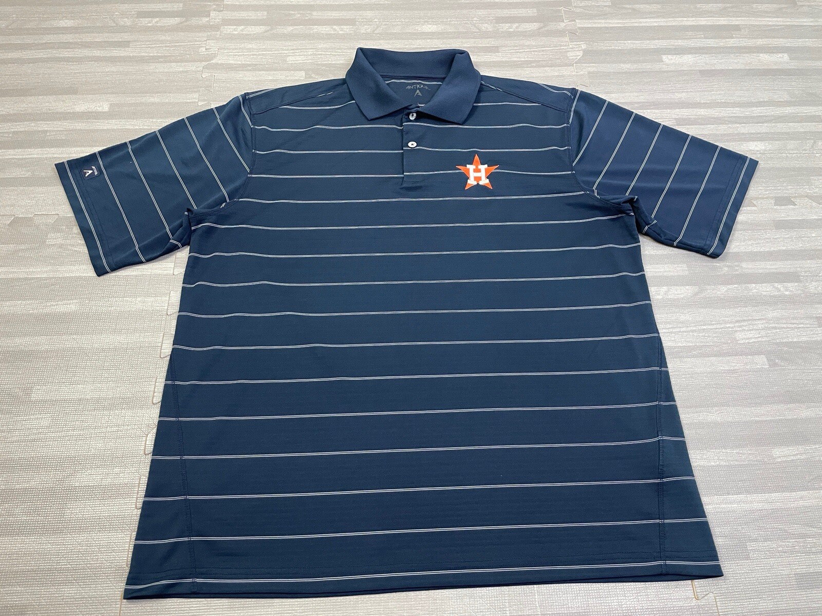 MLB Houston Astros Antigua Polo Para Hombre Talla Grande Azul Marino Rayas Manga Corta