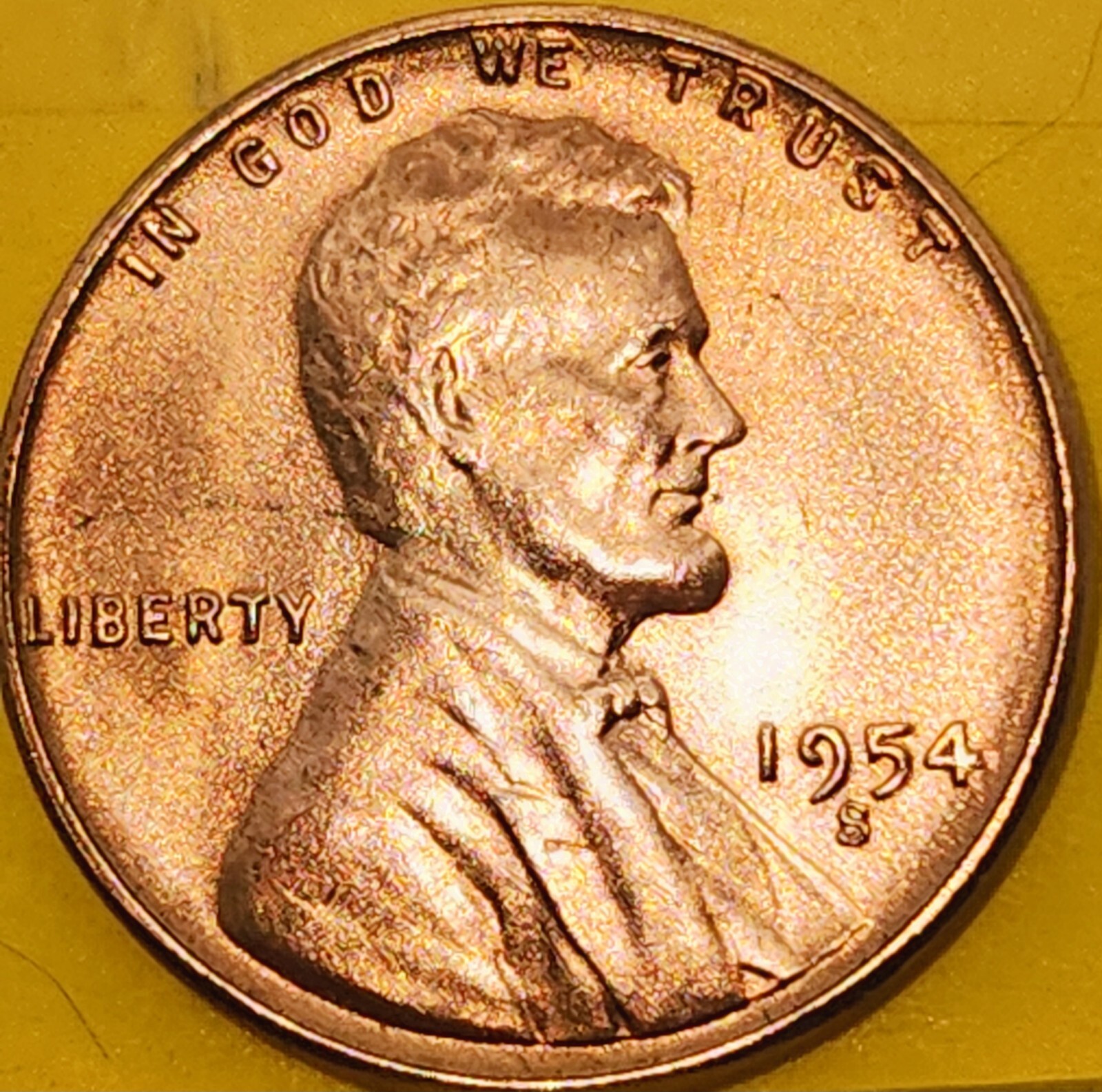 1954 S UNC Lincoln Reverse Wheat Cent Copper Penny. Nice Red Cent. Free Shipping