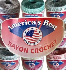 New! AMERICA'S BEST RAYON CROCHET cotton embroidery Size 10 thread: 20+ colors