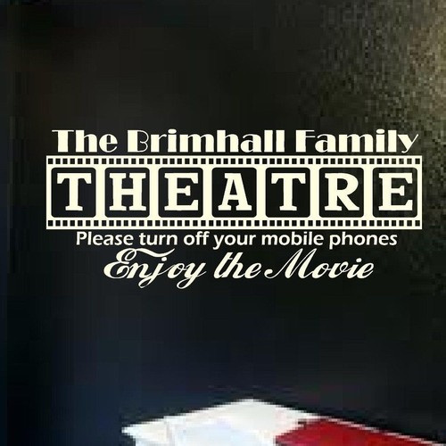 Cinema Theatre personalized sign home movie theater vinyl wall decor mural decal - Picture 6 of 8